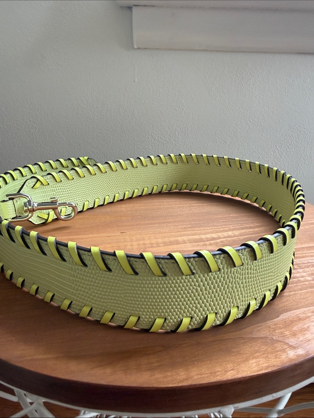Tory Burch Lime Green Raffia Crossbody Camera Bag with Braided Strap - Picture 10 of 11